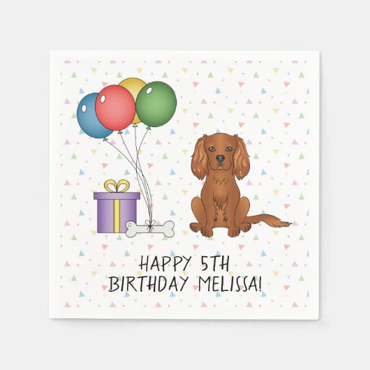 Serviette En Papier Ruby Cavalier King Charles Spaniel Chien - Anniver (Devant)