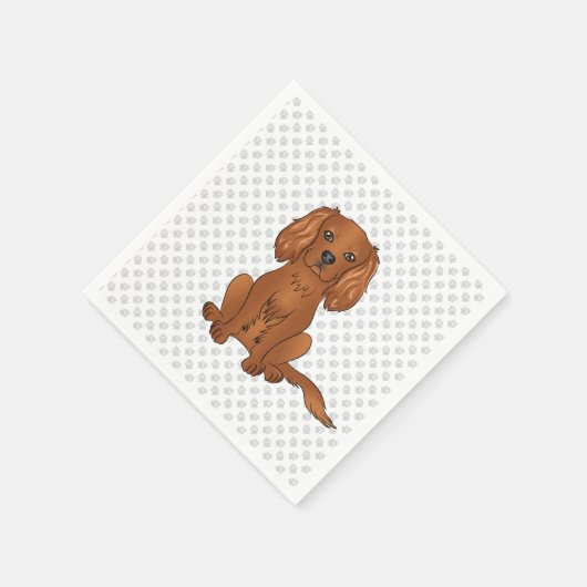 Serviette En Papier Ruby Cavalier King Charles Spaniel Chien & Paws (Coin)