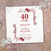 Serviette En Papier Ruby Elegant Floral 40e anniversaire Mariage