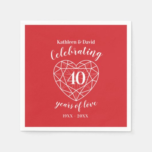 Serviette En Papier Ruby fête ses 40 ans de serviettes de fête (Devant)