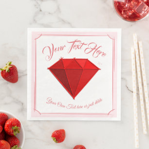 Serviette En Papier Ruby Gemstone. Bijouterie. 40 Anniversaire du Mari