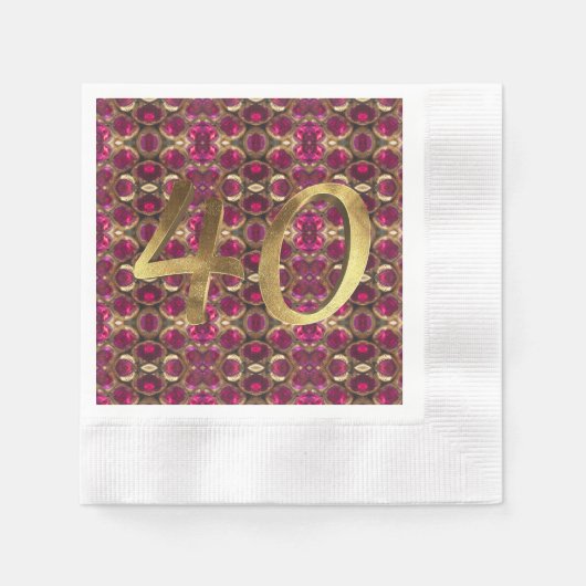 Serviette En Papier Ruby Gemstone Motif 40e anniversaire de Mariage (Devant)