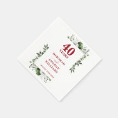 Serviette En Papier Ruby Greenery Floral 40e anniversaire Mariage (Coin)