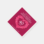 Serviette En Papier Ruby Mariage 40 ans coeur personnalisé nom serviet (Coin)