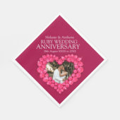 Serviette En Papier Ruby Mariage 40 ans coeur photo et nom serviettes (Coin)