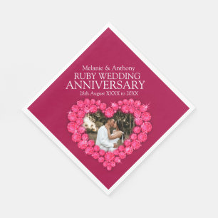 Serviette En Papier Ruby Mariage 40 ans coeur photo et nom serviettes