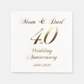 Serviette En Papier Ruby Mariage 40e anniversaire Parents (Devant)