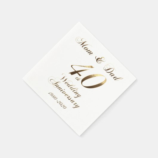 Serviette En Papier Ruby Mariage 40e anniversaire Parents (Coin)