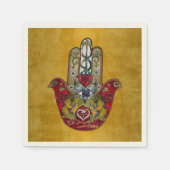 Serviette En Papier Ruby Pomegranate Heart Red Bird Hamsa (Devant)