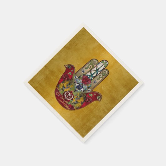 Serviette En Papier Ruby Pomegranate Heart Red Bird Hamsa (Coin)