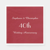 Serviette En Papier Ruby Red 40th Anniversary Party Papier Napkin (Devant)