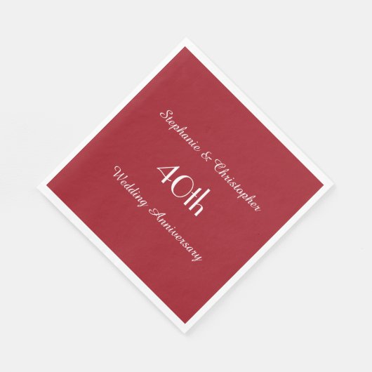Serviette En Papier Ruby Red 40th Anniversary Party Papier Napkin (Coin)