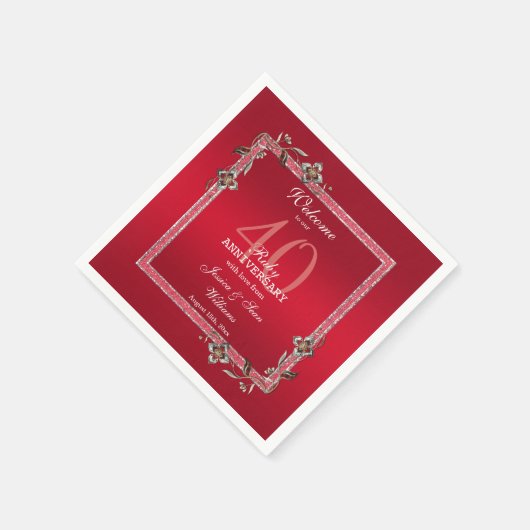 Serviette En Papier Ruby Red Gems & Parties scintillant Ruby 40E Maria (Coin)