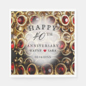 Serviette En Papier Ruby Red Jeweled 40th Mariage Anniversary (Devant)