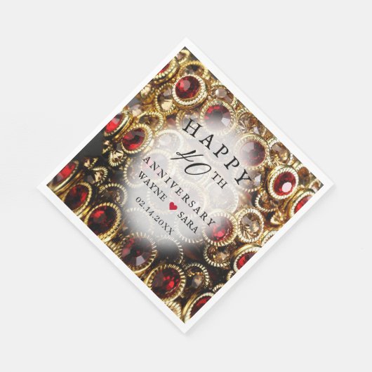 Serviette En Papier Ruby Red Jeweled 40th Mariage Anniversary (Coin)