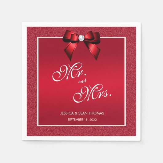 Serviette En Papier Ruby Red & Mariage élégant Gem (Devant)