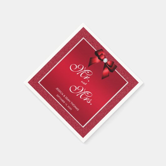 Serviette En Papier Ruby Red & Mariage élégant Gem (Coin)