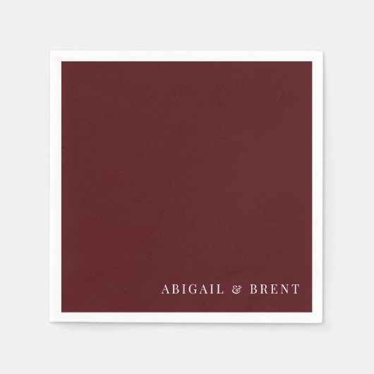 Serviette En Papier Ruby Red Personnalisé Cocktail Mariage (Devant)