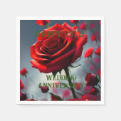Serviette En Papier Ruby Red Rose 25e anniversaire du Mariage, (Devant)
