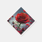 Serviette En Papier Ruby Red Rose 25e anniversaire du Mariage, (Coin)