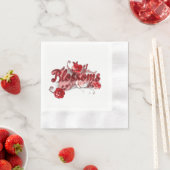 Serviette En Papier Ruby Red Script Blossoms (En situation)