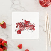 Serviette En Papier Ruby Red Script Blossoms (En situation)