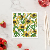 Serviette En Papier Rudbekia jaune sur blanc (En situation)
