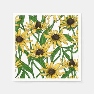 Serviette En Papier Rudbekia jaune sur blanc