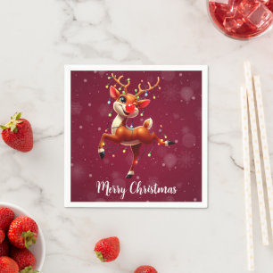 Serviette En Papier Rudolph Le Nez Rouge Noël