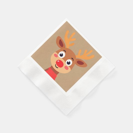 Serviette En Papier Rudolph mignon Papier de rennes de nez rouge Napki (Coin)