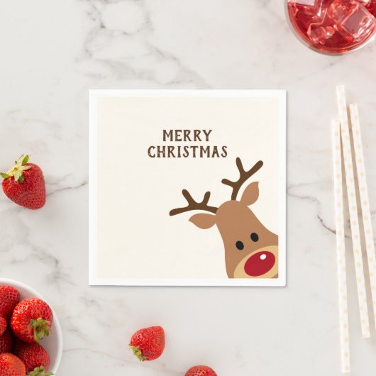Serviette En Papier Rudolph Reindeer Joyeux Papier de Noël Napkin (En situation)