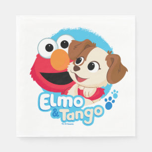 Serviette En Papier Rue Sésame   Badge Elmo & Tango