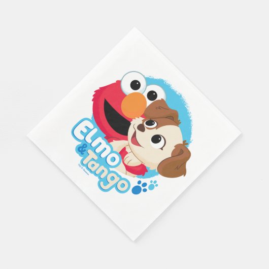 Serviette En Papier Rue Sésame | Badge Elmo & Tango (Coin)