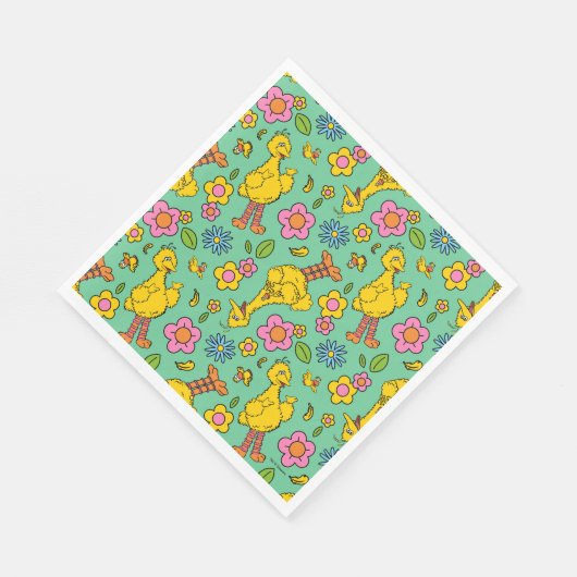 Serviette En Papier Rue Sésame | Big Bird & Little Bird Motif (Coin)