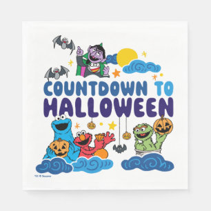 Serviette En Papier Rue Sésame   Compte à rebours pour Halloween