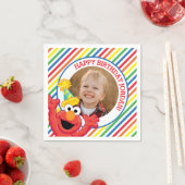 Serviette En Papier Rue Sésame | Elmo - Anniversaire Arc-en-ciel (En situation)