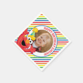Serviette En Papier Rue Sésame | Elmo - Anniversaire Arc-en-ciel (Coin)