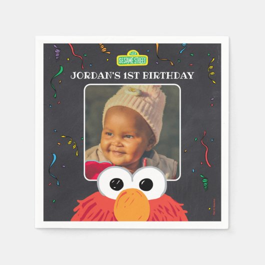 Serviette En Papier Rue Sésame | Elmo Birthday Chalkboard (Devant)