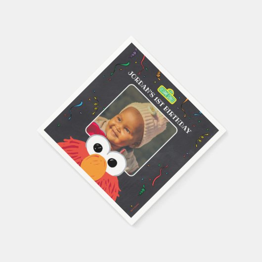 Serviette En Papier Rue Sésame | Elmo Birthday Chalkboard (Coin)