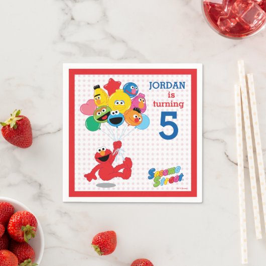 Serviette En Papier Rue Sésame | Elmo et Pals - Ballons d'anniversaire (En situation)
