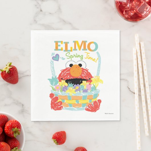 Serviette En Papier Rue Sésame - Elmo | Heure du printemps (En situation)