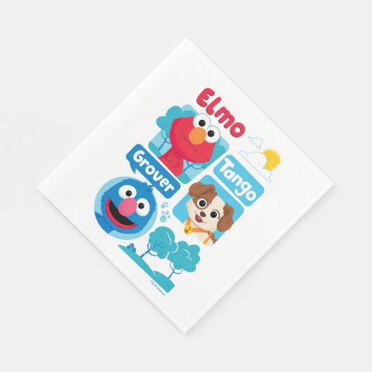 Serviette En Papier Rue Sésame | Elmo, Tango, & Grover Park Graphic (Coin)