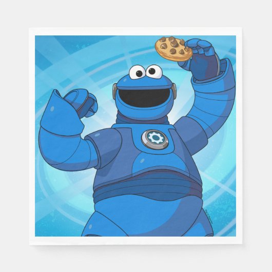 Serviette En Papier Rue Sésame | Méca Builders Cookie Monster (Devant)