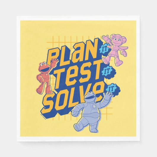 Serviette En Papier Rue Sésame | Méca Builders Plan Test Solve (Devant)