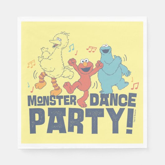 Serviette En Papier Rue Sésame | Monster Dance Party (Devant)