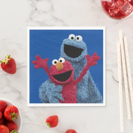 Serviette En Papier Rue Sésame | Monstre Elmo & Cookie (En situation)