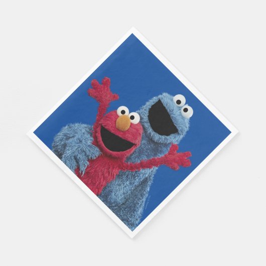 Serviette En Papier Rue Sésame | Monstre Elmo & Cookie (Coin)