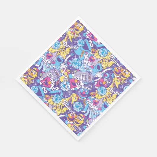 Serviette En Papier Rue Sésame | Motif de danse Super (Coin)