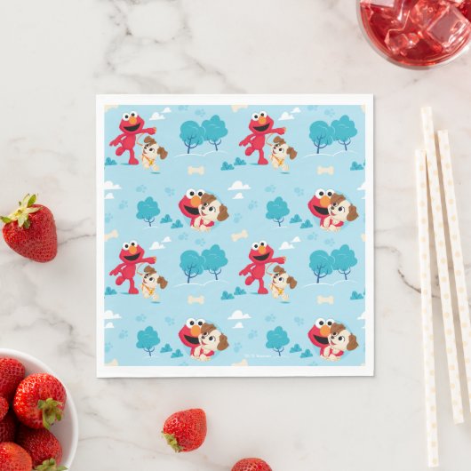 Serviette En Papier Rue Sésame | Motif Elmo & Tango (En situation)