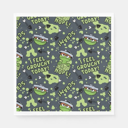 Serviette En Papier Rue Sésame | Oscar the Grouch Phrase Motif (Devant)